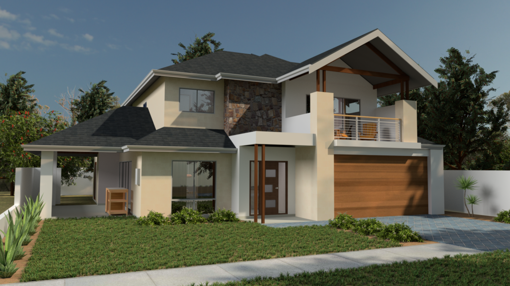 3D container roadside view concept with external shutters