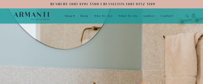 Armanti Tiles & Bathware homepage