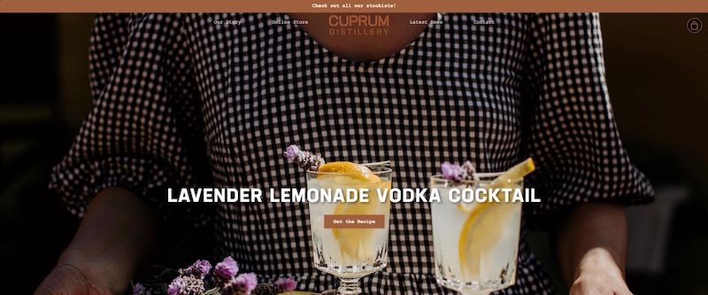 Cuprum Distillery homepage